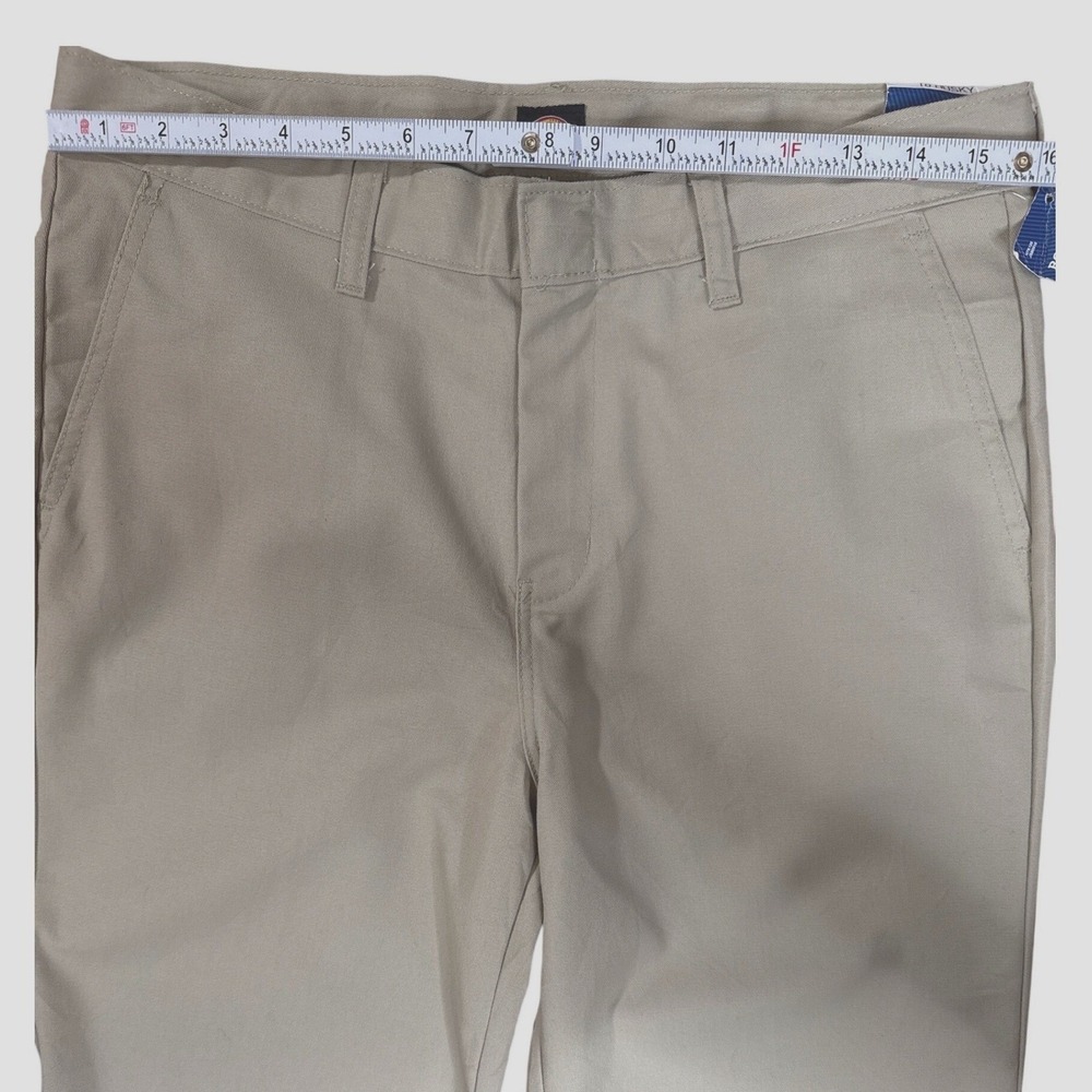 DICKIES Boys Khaki Flat‎ Front Straight Leg Pants Adjustable Waist Size 18H NWT - Picture 7 of 14